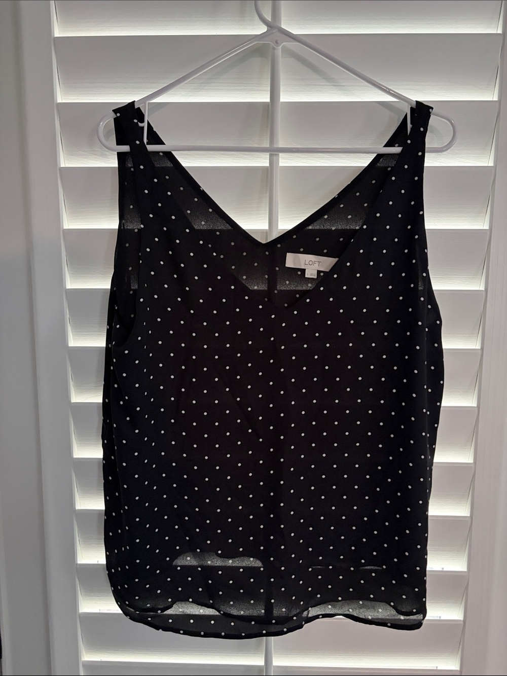 LOFT Black Polka Dot V-Neck Sleeveless Shell